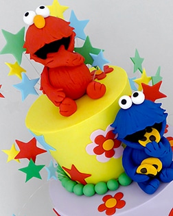 Elmo-Cookie Monster kids birthday cake